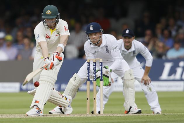 Australia's Steven Smith plays a shot off the bowling of England's Joe Root on the first day of the second Ashes Test match between England and Australia, at Lord's cricket ground in London, Thursday, July 16, 2015. (AP Photo/Kirsty Wigglesworth)