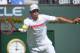 Mardy Fish returns to Ryan Harrison during their match at the BNP Paribas Open tennis tournament, Thursday, March 12, 2015, in Indian Wells, Calif. (AP Photo/Mark J. Terrill)