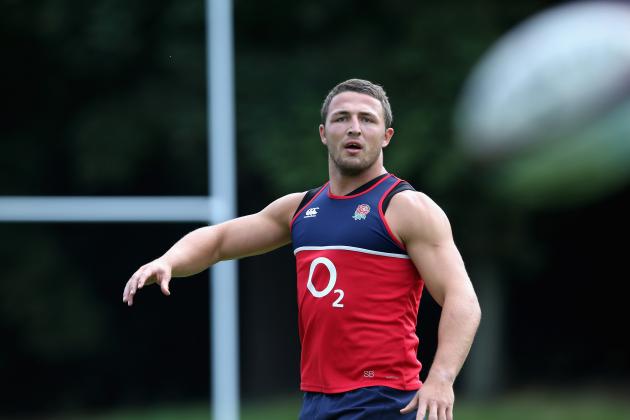 BAGSHOT, ENGLAND - JULY 08:  Sam Burgess looks on during the England training session held at Pennyhill Park on July 8, 2015 in Bagshot, England.  (Photo by David Rogers/Getty Images)