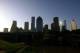 HOUSTON - JULY 4: A general view of the Houston skyline on July 4, 2004 in Houston, Texas. Houston will host the MLBAll-Star game on July 13, 2004. (Photo by Ronald Martinez/Getty Images)