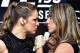 RIO DE JANEIRO, BRAZIL - JULY 30: Bantamweight fighters Ronda Rousey (L) of the United States and Bethe Correia of Brazil face off during Ultimate Media Day at Sheraton Hotel on July 30, 2015 in Rio de Janeiro, Brazil. (Photo by Buda Mendes/Zuffa LLC/Zuffa LLC via Getty Images)