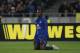 Everton's Romelu Lukaku during the Europa League round of 16 second leg soccer match between Dynamo Kyiv and Everton at Olimpiyskiy Stadium in Kiev, Ukraine, Thursday, March. 19, 2015. (AP Photo/Sergei Chuzavkov)