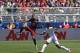 FC Barcelona's Pedro Rodriguez, left, kicks the ball as Memphis Depay defends during an International Champions Cup soccer match at Levi's Stadium, Saturday, June 25, 2015, in Santa Clara, Calif. (Tomas Ovalle/AP Images for Relevent Sports)