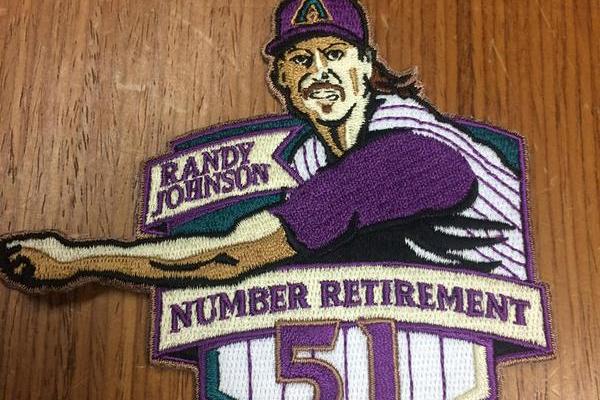 Randy Johnson player worn jersey patch baseball card (Arizona