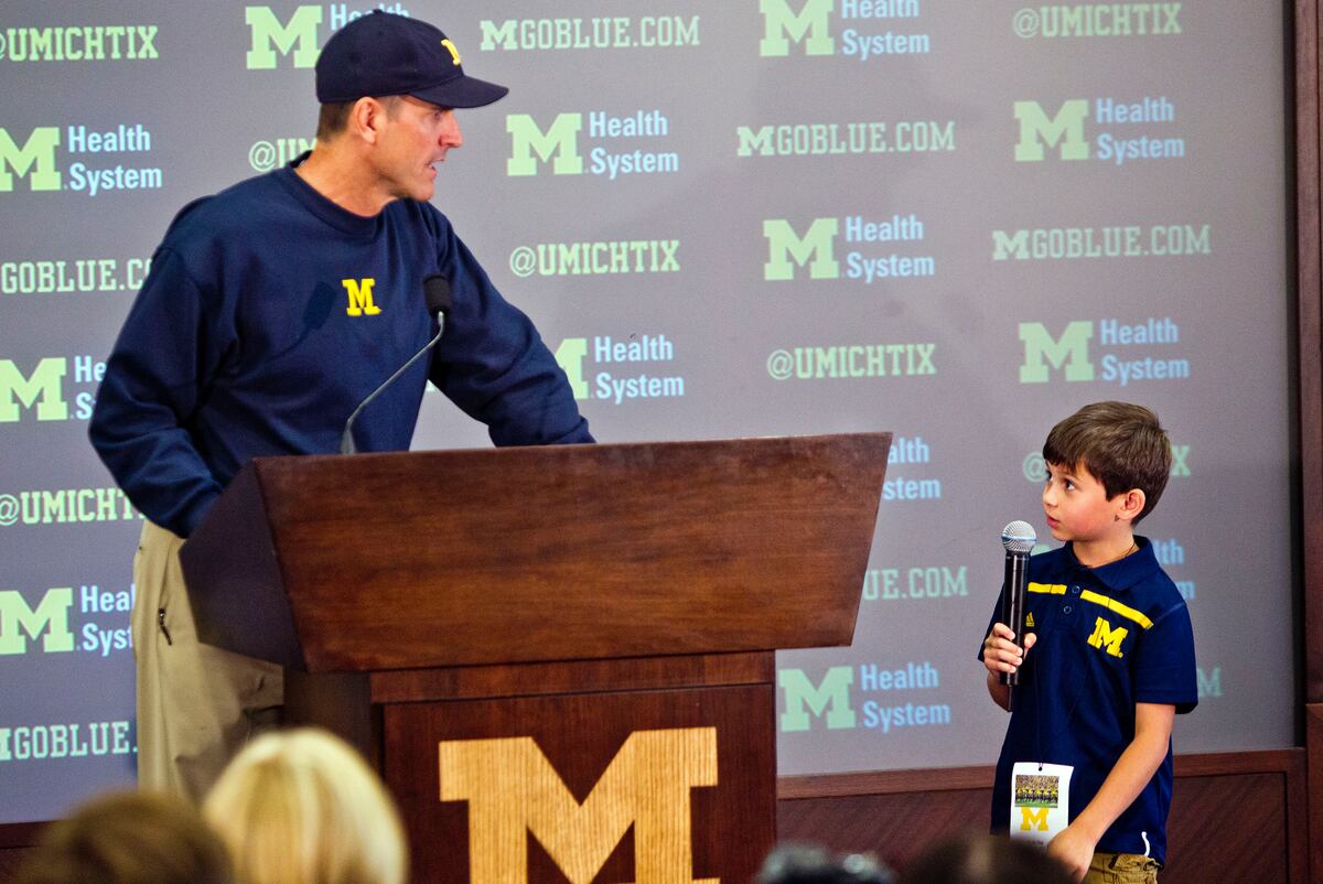 meet the 6 year old who stole the show at jim harbaugh s press conference bleacher report latest news videos and highlights