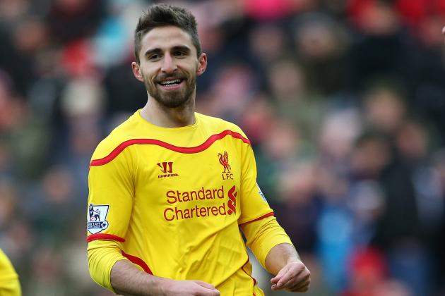 Liverpool's Fabio Borini during their English Premier League soccer match against Sunderland at the Stadium of Light, Sunderland, England, Saturday, Jan. 10, 2015. (AP Photo/Scott Heppell)