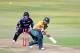 DURBAN, SOUTH AFRICA - AUGUST 14: (SOUTH AFRICA OUT) Rilleee Russouw bats as Luke Ronchi keeps wicket during the 1st KFC T20 International match between South Africa and New Zealand at Sahara Stadium Kingsmead on August 14, 2015 in Durban, South Africa. (Photo by Anesh Debiky/Gallo Images/Getty Images)
