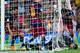 BARCELONA, SPAIN - AUGUST 17: Pedro Rodriguez (L), Lionel Messi (C) and Luis Suarez (R) of FC Barcelona try to take the ball from goalkeeper Gorka Iraizoz (bottom) of Athletic Club after Lionel Messi scored the opening goal during the Spanish Super Cup second leg match between FC Barcelona and Athletic Club at Camp Nou on August 17, 2015 in Barcelona, Spain. (Photo by Alex Caparros/Getty Images)
