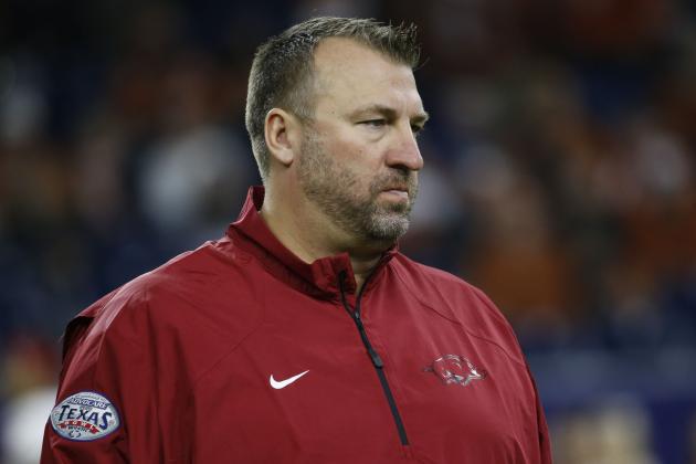 Dec 29, 2014; Houston, TX, USA; Arkansas Razorbacks head coach Bret Bielema before the game against the Texas Longhorns in the 2014 Texas Bowl at NRG Stadium. Mandatory Credit: Kevin Jairaj-USA TODAY Sports