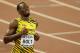 Jamaica's Usain Bolt smiles after a men's 100m second round heat World Athletics Championships at the Bird's Nest stadium in Beijing, Saturday, Aug. 22, 2015. (AP Photo/Mark Schiefelbein)