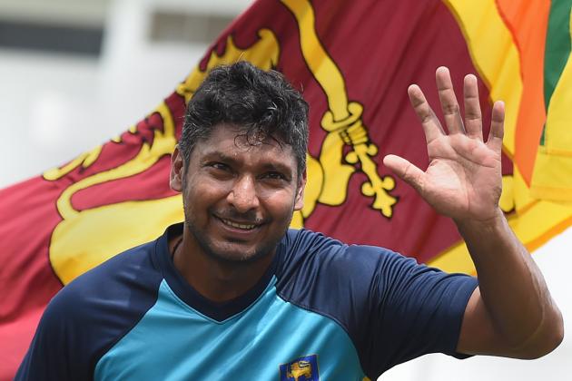 Sri Lankan cricketer Kumar Sangakkara as he is carried by unseen teammates at close of play on the fifth and final day of the second Test match between Sri Lanka and India at the P. Sara Oval Cricket Stadium in Colombo on August 24, 2015.  Sri Lanka's Kumar Sangakkara bid a tearful farewell to international cricket on August 24, 2015 and was immediately offered the post of the island's top envoy in Britain where he plays county cricket.   AFP PHOTO / Ishara S. KODIKARA        (Photo credit should read Ishara S.KODIKARA/AFP/Getty Images)