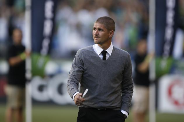 Aug 1, 2015; Seattle, WA, USA; Vancouver Whitecaps FC head coach Carl Robinson looks on prior to the game against the Seattle Sounders FC at CenturyLink Field. Vancouver won 3-0. Mandatory Credit: Jennifer Buchanan-USA TODAY Sports