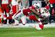 Arizona Cardinals cornerback Justin Bethel (28) breaks up a pass intended for Kansas City Chiefs wide receiver Jeremy Maclin (19) during the first half of an NFL preseason football game, Saturday, Aug. 15, 2015, in Glendale, Ariz. (AP Photo/Matt York)