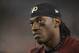 Washington Redskins quarterback Robert Griffin III stands on the sideline during an NFL preseason football game against the Cleveland Browns, Thursday, Aug. 13, 2015, in Cleveland. (AP Photo/David Richard)