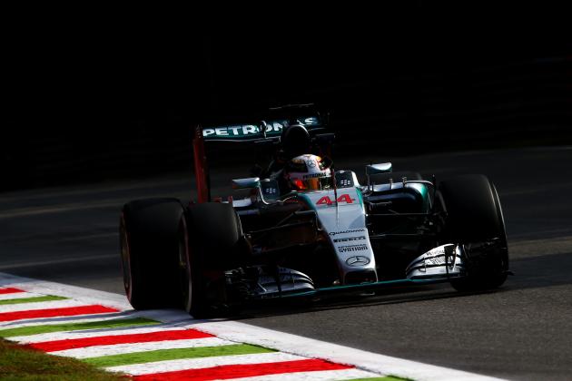 MONZA, ITALY - SEPTEMBER 04:  Lewis Hamilton of Great Britain and Mercedes GP drives during practice for the Formula One Grand Prix of Italy at Autodromo di Monza on September 4, 2015 in Monza, Italy.  (Photo by Dan Istitene/Getty Images)