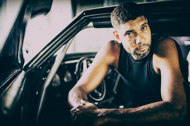 tim duncan revs up style in his car shop revealing a rare portrait