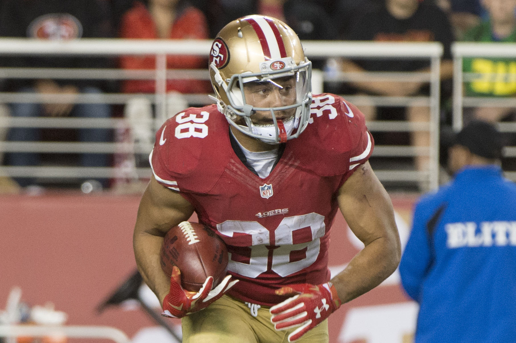 Jarryd Hayne's official San Francisco 49ers jersey sitting next to