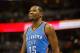 Feb 9, 2015; Denver, CO, USA; Oklahoma City Thunder forward Kevin Durant (35) during the game against the Denver Nuggets at Pepsi Center. Mandatory Credit: Chris Humphreys-USA TODAY Sports