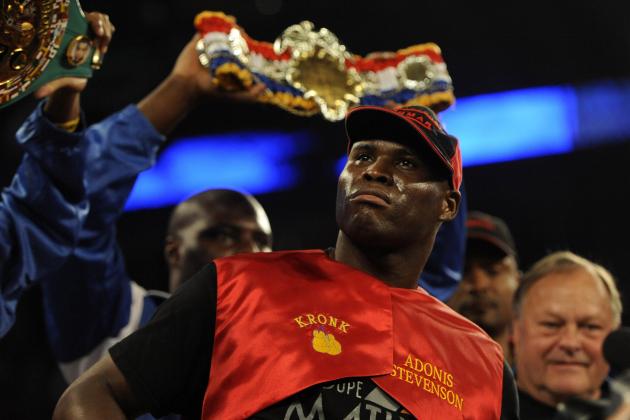 Sep 28, 2013; Montreal, Quebec, Canada;  Adonis Stevenson (yellow trunks) before his light-heavyweight WBC world championship bout against Tavoris Cloud (not pictured) at the Bell Centre. Mandatory Credit: Eric Bolte-USA TODAY Sports