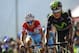 Astana's Team Fabio Aru, of Italy, left, crosses the finish line beside Movistar's Team Nairo Quintana, of Colombia, at the end of the 145th stage between Comillas and Sotres Cabrales, 175,8 kilometers (109 miles), of the Spanish Vuelta cycling race that finish in Sotres Cabrales, northern Spain, Sunday, Sept. 6, 2015. Joaquin Rodriguez won the stage. (AP Photo/Alvaro Barrientos)