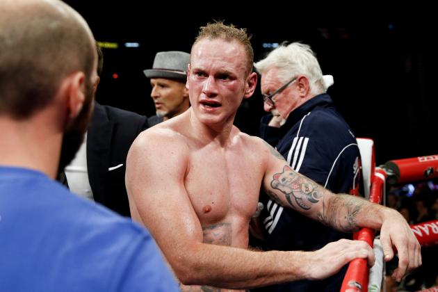George Groves reacts after losing to Badou Jack in their super middleweight title boxing bout Saturday, Sept. 12, 2015, in Las Vegas. (AP Photo/Steve Marcus)