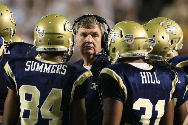 MIAMI GARDENS, FL - DECEMBER 31:  Head Coach Paul Johnson of Georgia Tech during the Capital One Orange Bowl between Mississippi State and Georgia Tech at Sun Life Stadium on December 31, 2014 in Miami Gardens, Florida. Georgia Tech defeated Mississippi State 49-28.  (Photo by Marc Serota/Getty Images)