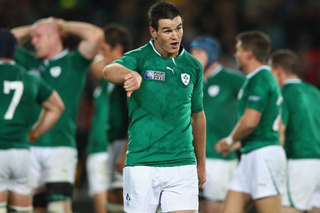 AUCKLAND, NEW ZEALAND - SEPTEMBER 17:  Jonathan Sexton of Ireland gives instructions during the IRB 2011 Rugby World Cup Pool C match between Australia and Ireland at Eden Park on September 17, 2011 in Auckland, New Zealand.  (Photo by Ryan Pierse/Getty Images)
