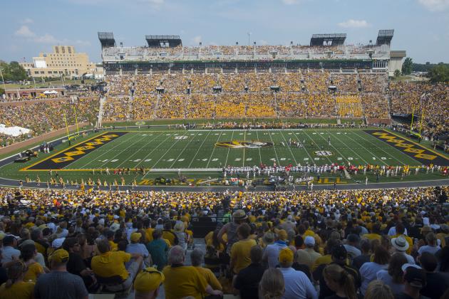 This is a general view of Memorial Stadium at the University of Missouri during the second quarter of their NCAA college football game against Southeast Missouri State Saturday, Sept. 5, 2015, in Columbia, Mo. (AP Photo/L.G. Patterson)