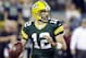 Green Bay Packers' Aaron Rodgers drops back during the first half of an NFL football game against the Seattle Seahawks Sunday, Sept. 20, 2015, in Green Bay, Wis. (AP Photo/Jeffrey Phelps)
