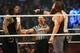 NEW YORK, NY - AUGUST 23: Roman Reigns and Bray Wyatt stare each other down at the WWE SummerSlam 2015 at Barclays Center of Brooklyn on August 23, 2015 in New York City. (Photo by JP Yim/Getty Images)