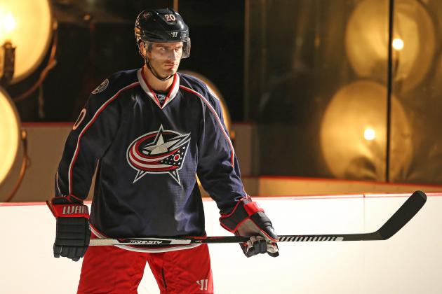 TORONTO, ON - SEPTEMBER 8:  Brandon Saad of the Columbus Blue Jackets participates in on-ice activities while waiting for TV interviews during the 2015 NHL Player Media Tour at the Mastercard Centre of Hockey Excellence on September 8, 2015 in Toronto, Ontario, Canada. (Photo by Claus Andersen/Getty Images)