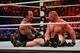 NEW YORK, NY - AUGUST 23: Brock Lesnar and The Undertaker battle it out at the WWE SummerSlam 2015 at Barclays Center of Brooklyn on August 23, 2015 in New York City. (Photo by JP Yim/Getty Images)