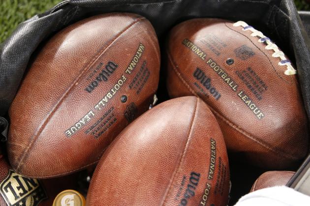 A bag of NFL footballs are on the sideline during the NFL preseason football game between the Pittsburgh Steelers and the Carolina Panthers on Thursday, Aug. 28, 2014 in Pittsburgh. (AP Photo/Gene Puskar)