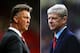 FILE PHOTO - (EDITORS NOTE: COMPOSITE OF TWO IMAGES - Image numbers (L) 458624178 and 485728065) In this composite image a comparision has been made between Louis van Gaal ,Manager of Manchester United (L) and Arsene Wenger, Manager of Arsenal . Arsenal and Manchester United meet in the Premier League on November 22, 2014 at the Emirates Stadium in London. ***LEFT IMAGE*** MANCHESTER, ENGLAND - NOVEMBER 08: Manchester United Manager Louis van Gaal looks on prior to the Barclays Premier League match between Manchester United and Crystal Palace at Old Trafford on November 8, 2014 in Manchester, England. (Photo by Richard Heathcote/Getty Images) ***RIGHT IMAGE*** HULL, ENGLAND - APRIL 20: Arsenal manager Arsene Wenger looks on during the Barclays Premier League match between Hull City and Arsenal at KC Stadium on April 20, 2014 in Hull, England. (Photo by Matthew Lewis/Getty Images)