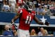 ARLINGTON, TX - SEPTEMBER 27: Julio Jones #11 of the Atlanta Falcons smiles after scoring on a touchdown pass against the Dallas Cowboys in the fourth quarter at AT&T Stadium on September 27, 2015 in Arlington, Texas. (Photo by Tom Pennington/Getty Images)