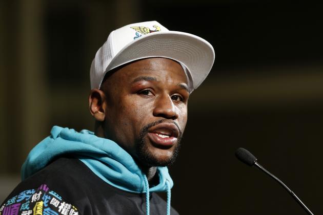Floyd Mayweather Jr. speaks at a news conference after his welterweight title bout with Andre Berto Saturday, Sept. 12, 2015, in Las Vegas. (AP Photo/Steve Marcus)