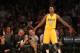 LOS ANGELES, CA - DECEMBER 23: Nick Young #0 of the Los Angeles Lakers reacts after making a three point shot against the Golden State Warriors at Staples Center on December 23, 2014 in Los Angeles, California. NOTE TO USER: User expressly acknowledges and agrees that, by downloading and or using this photograph, User is consenting to the terms and conditions of the Getty Images License Agreement. (Photo by Stephen Dunn/Getty Images)