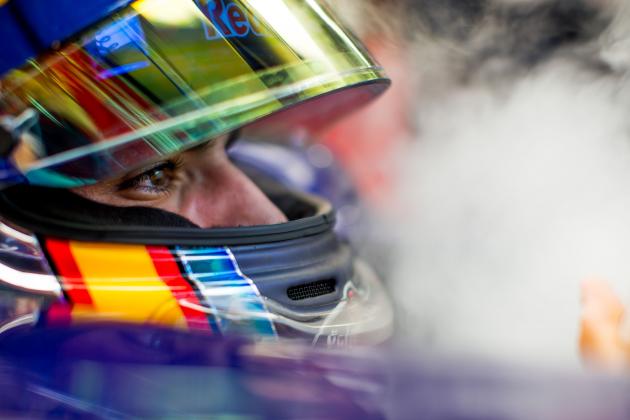 SINGAPORE - SEPTEMBER 18:  Carlos Sainz of Scuderia Toro Rosso and Spain during practice for the Formula One Grand Prix of Singapore at Marina Bay Street Circuit on September 18, 2015 in Singapore.  (Photo by Peter Fox/Getty Images)