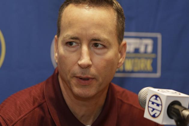 Texas A&M head coach Billy Kennedy answers a question during a news conference at the Southeastern Conference NCAA men's college basketball media day in Charlotte, N.C., Wednesday, Oct. 22, 2014. (AP Photo/Chuck Burton)