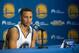 September 28, 2015; Oakland, CA, USA; Golden State Warriors guard Stephen Curry (30) addresses the media in a press conference during media day at the Warriors Practice Facility. Mandatory Credit: Kyle Terada-USA TODAY Sports