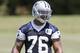 Dallas Cowboys defensive end Greg Hardy looks on during an NFL football organized team activity, Wednesday, May 27, 2015, in Irving, Texas. (AP Photo/Brandon Wade)