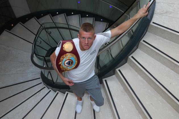 MANCHESTER, ENGLAND - AUGUST 17:   WBO World Lightweight champion Terry Flanagan of England poses after a press conference at the Manchester Hilton Hotel on August 17, 2015 in Manchester, England.  It was announced he would defend his WBO World Lightweight title against Diego Magdaleno of USA in Manchester on October 10, 2015.  (Photo by Dave Thompson/Getty Images)