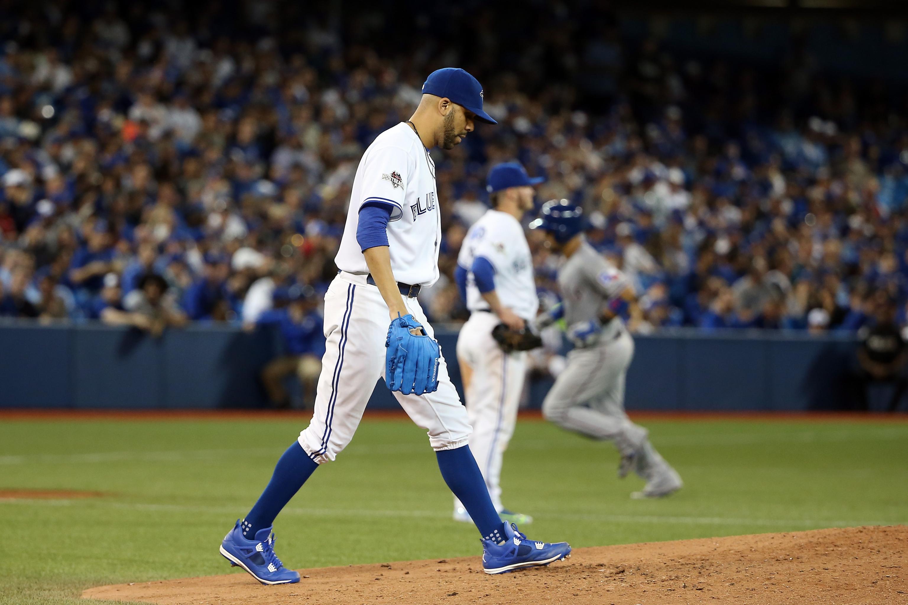 Toronto Blue Jays pitcher David Price works during the first inning against  the Texas Rangers during Game 1 of the ALDS at Rogers Centre in Toronto on  Thursday, Oct. 8, 2015. The