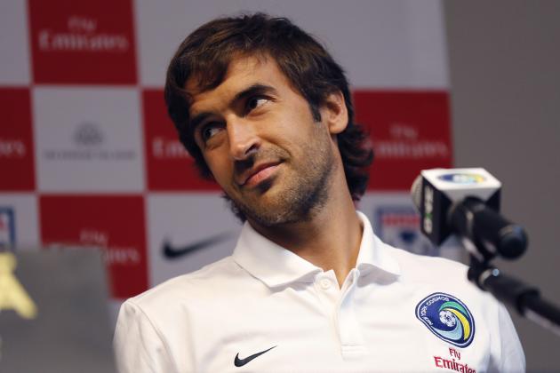 New York Cosmos player Raul Gonzalez listens to a question during a press conference ahead of their friendly soccer match against Cuba's national team in Havana, Cuba, Monday, June 1, 2015. While the two governments have yet to reopen embassies after nearly half a year of complicated negotiations, Havana has been flooded by a surge of U.S. tourists, as well as delegations of lawmakers, businesspeople and athletes. (AP Photo/Desmond Boylan)