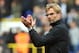 Liverpool manager Juergen Klopp applauds fans during the English Premier League soccer match between Tottenham Hotspur and Liverpool at the White Hart Lane, London, England, Saturday, Oct. 17, 2015. (AP Photo/Rui Vieira)