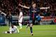 PSG's Javier Pastore celebrates after scoring during his French League One soccer match against Guingamp, at the Parc des Princes stadium in Paris, France, Tuesday, Sept. 22, 2015. (AP Photo/Thibault Camus)