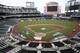 Grounds crew prepare Citi Field for of the Major League Baseball World Series between the New York Mets and the Kansas City Royals, Tuesday, Oct. 27, 2015, in New York. Game 1 of the World Series is Tuesday in Kansas City. (AP Photo/Mary Altaffer)