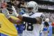 Oakland Raiders tight end Clive Walford reacts after scoring a touchdown during the first half of an NFL football game against the San Diego Chargers Sunday, Oct. 25, 2015, in San Diego. (AP Photo/Denis Poroy)