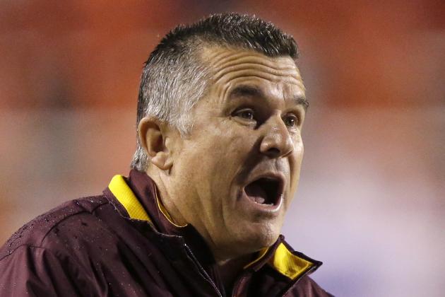 Arizona State coach Todd Graham shouts to his team during the second half during an NCAA college football game against Utah on Saturday, Oct. 17, 2015, in Salt Lake City. Utah won 34-18. (AP Photo/Rick Bowmer)