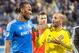Nov 1, 2015; Montreal, Quebec, CAN; Montreal Impact forward Didier Drogba (11) and Columbus Crew forward Federico Higuain (10) leave the field together at the end of the first half in their playoff game at Stade Saputo. The Impact defeated the Columbus Crew 2-1. Mandatory Credit: Marc DesRosiers-USA TODAY Sports